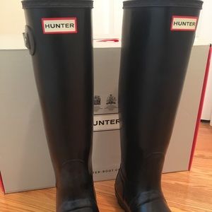 HUNTER BLACK SHINY RAIN BOOTS